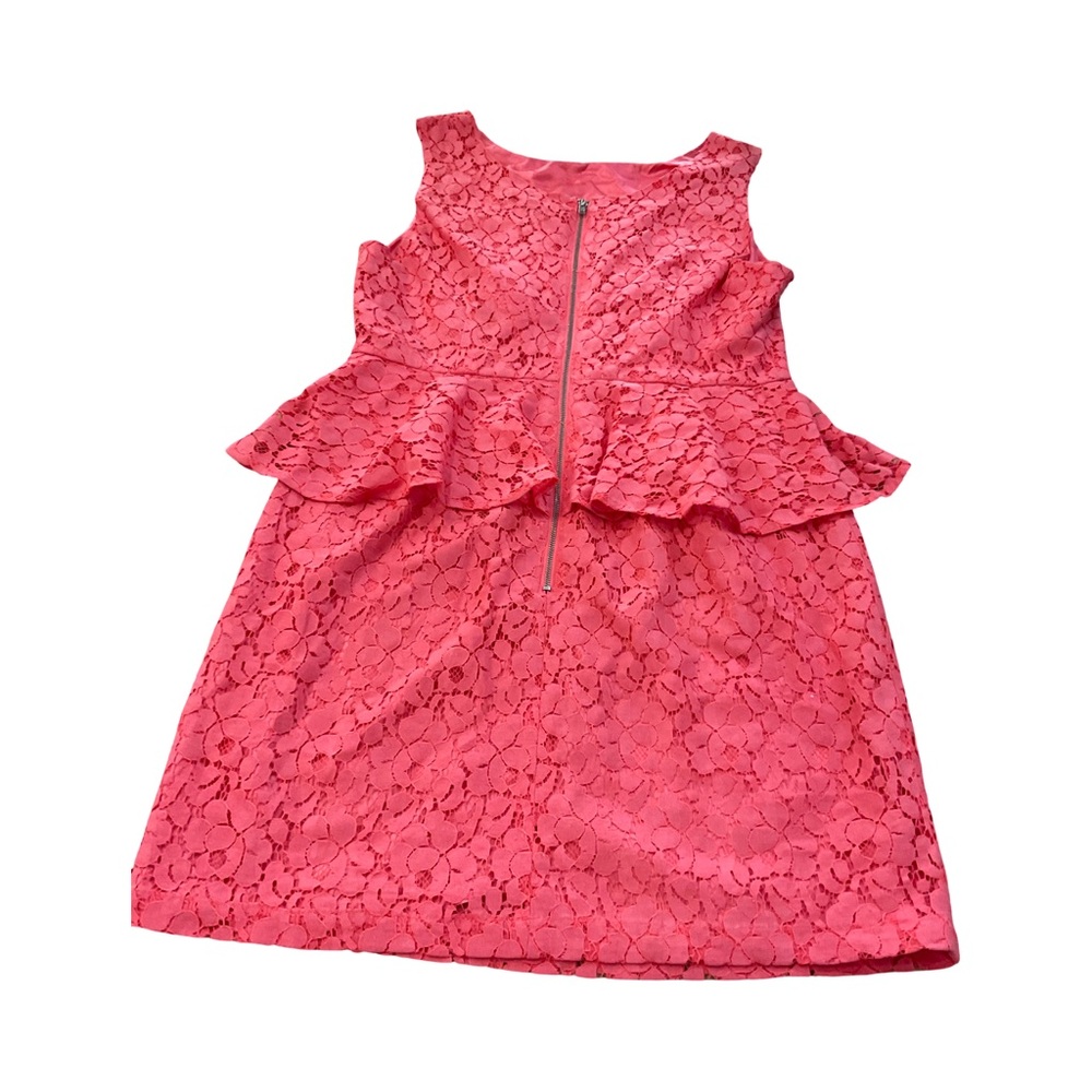 Forever 21 Pink Lace Peplum Dress Size L Juniors NWT A-Line Ruffle - Picture 5 of 13